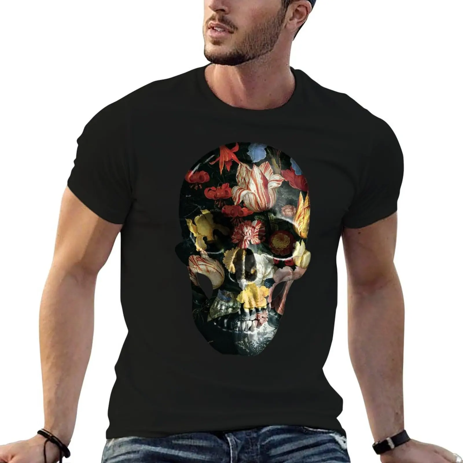 

Baroque Skull with flowers - Multi / Yellow T-Shirt printed t shirts for man t shirts designer essential t shirt T-shirt