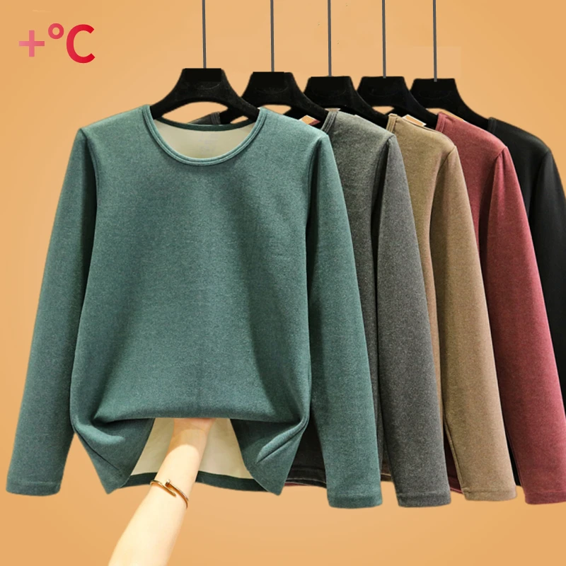 Fleece Lined Long Sleeve Base Layer Shirt Men's Thickened Winter Thermal Top Brushed Soft German Velvet Warm Underwear T-Shirt