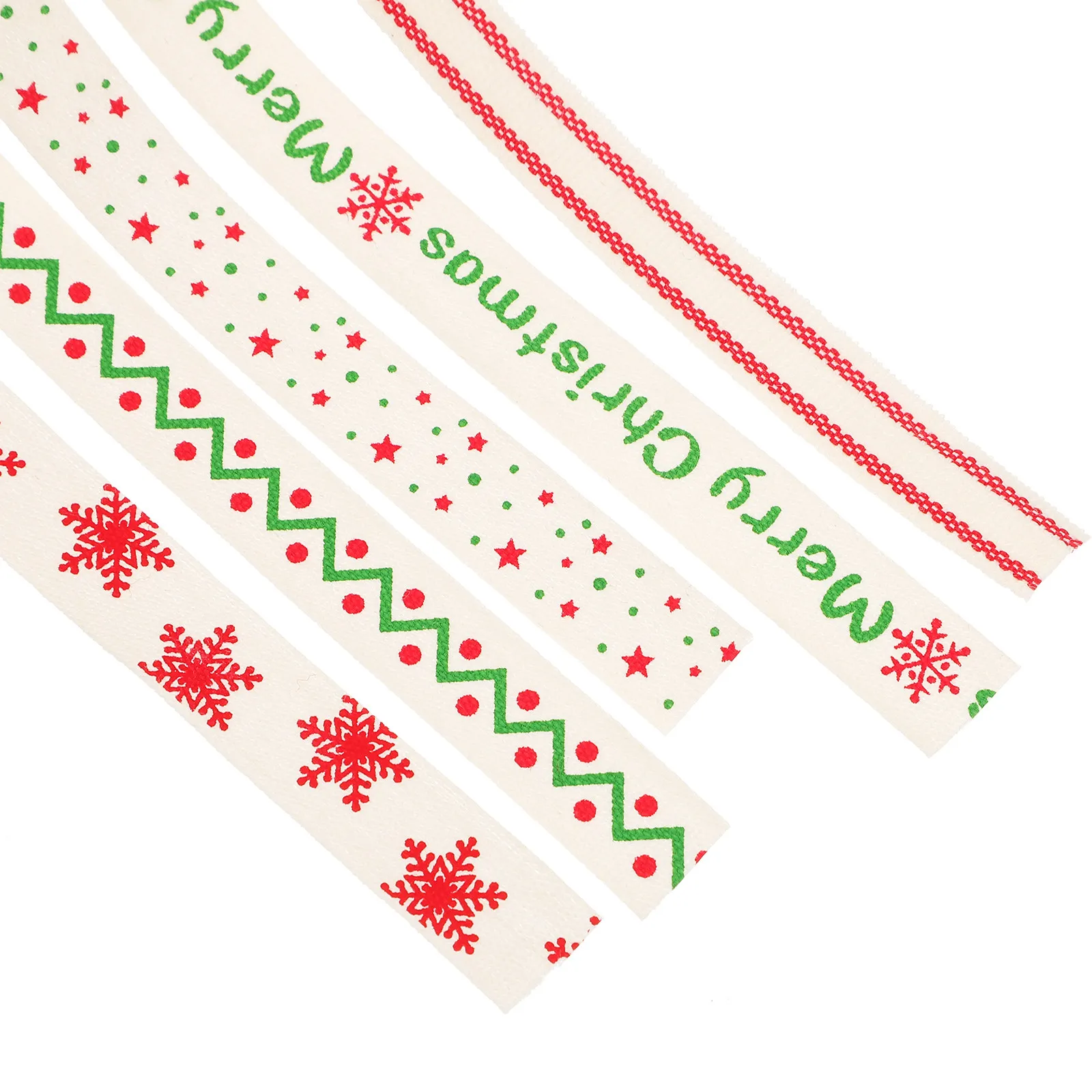 Cotton Christmas Ribbon 5 Rolls Soft & Durable for DIY Gift Bows, Home Decor, Xmas Tree Ornaments, Crafting