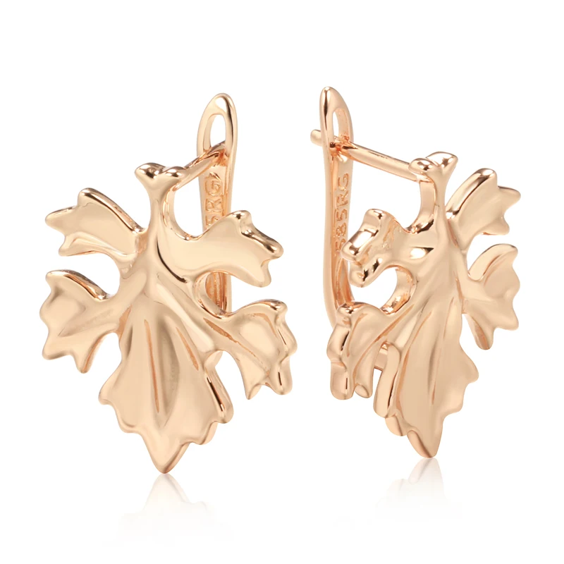 Kinel New Trend Women Leaf Drop Earrings Fashion 585 Rose Gold Color Creative Metal Jewelry Unique Romantic Wedding Earrings