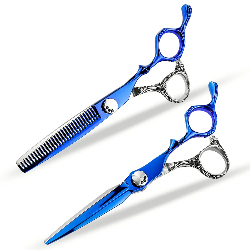 

Professional JP440c steel 6 '' Blue silver cut hair scissors haircut thinning barber makas cutting shears hairdresser scissors