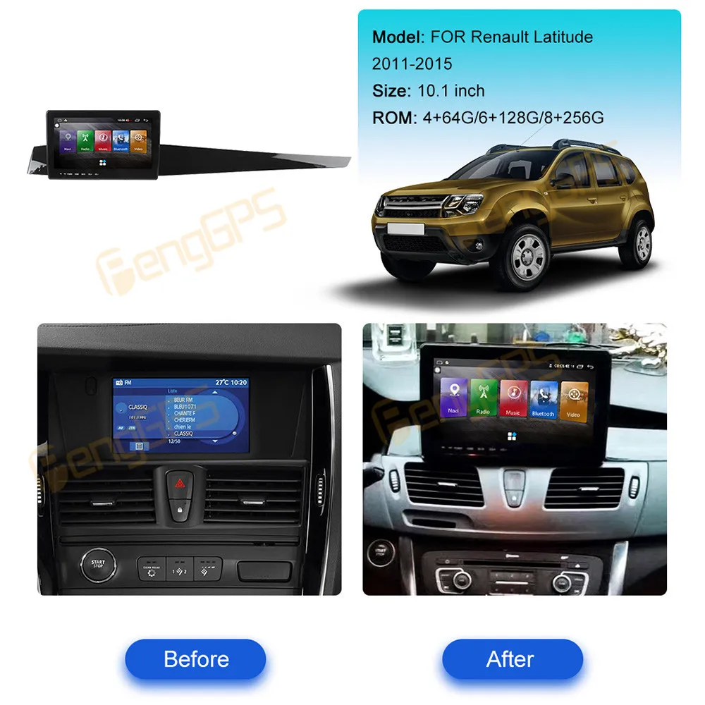 8+256GB Android 13 Car Radio Multimedia Player For Renault Laguna 3 Renault Latitude Car GPS Navig Auto Stereo Carplay Head Unit