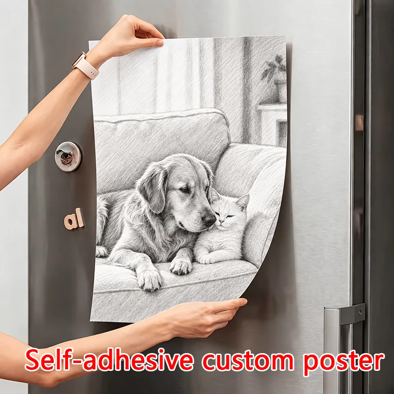 1. Impression personnalisée d’affiches autocollantes : transformez vos photos en œuvres d’art au trait de crayon et offrez des cadeaux originaux.