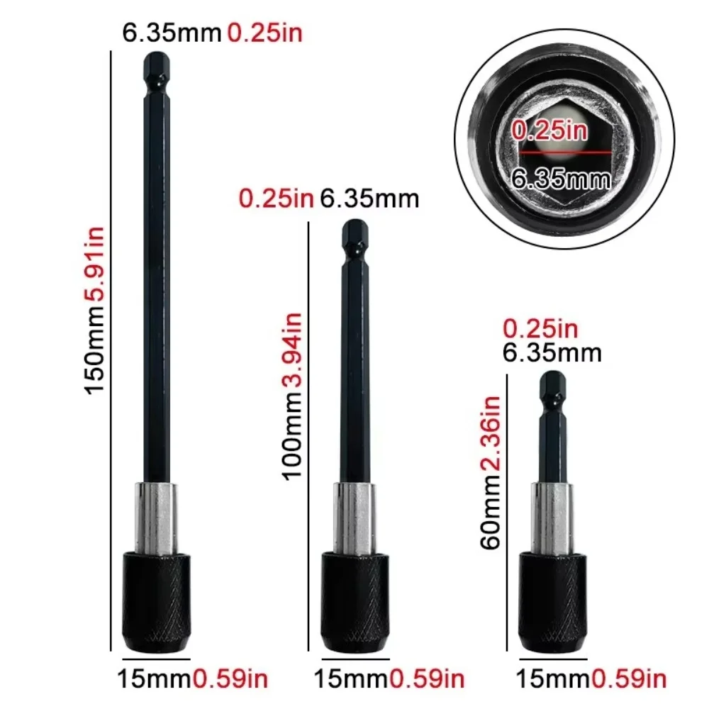 5PCS Hexagonal Quick Release Self Locking Extension Bar for 6.35mm Shank Drill Driver Tools with Magnetic Bit Holder