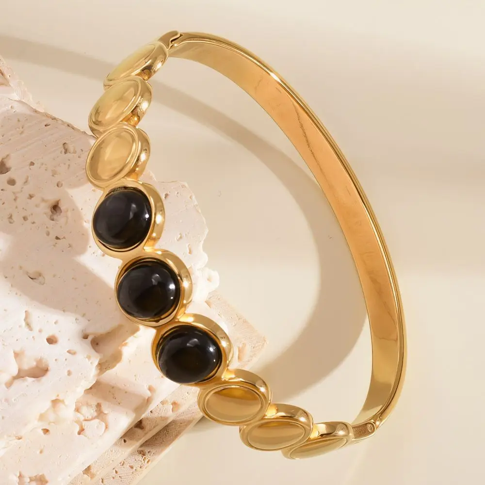 Alloy Cat's Eye Stone Bracelet Stackable Colored Dropper Oil Colored Dropper Oil Bangle Retro Vintage Women's Hand Bracelet
