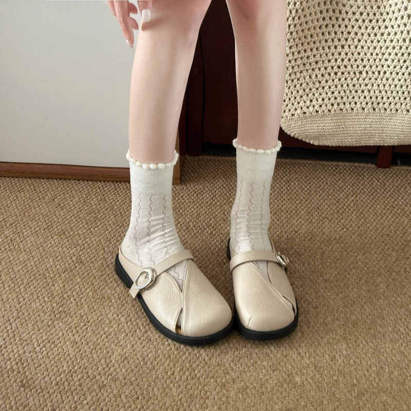 شباشب نسائية كاجوال وأنيقة ونعل سميك بلون سادة شباشب بإبزيم معدني مزخرف ملابس خارجية تناسب الجميع #4