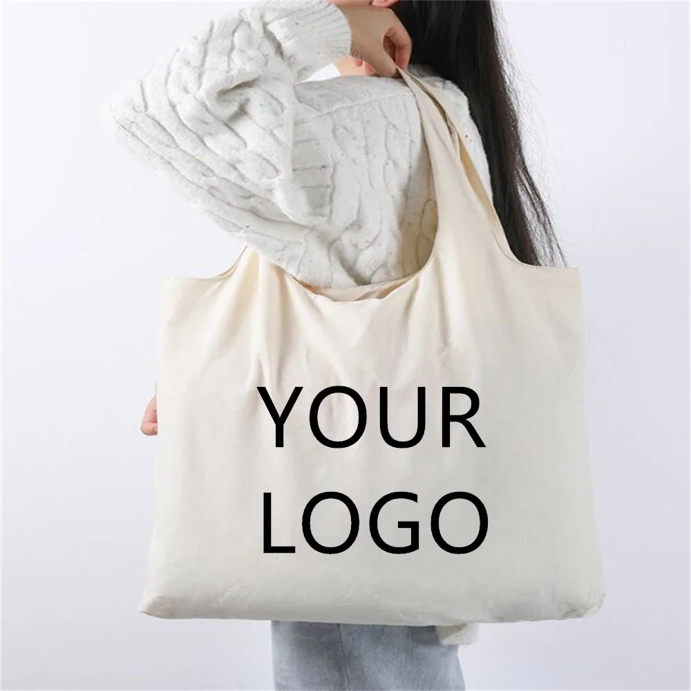 Customized Logo Large Capacity Portable Shopping Bags Women's Daily Grocery Shopping Handbag Vegetable Fruit Storage Pockets