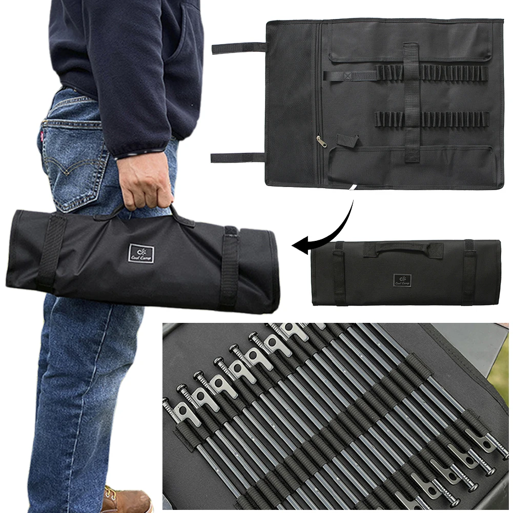 Portable Hammer Stake Wind Rope Peg Holder Bag Camping Tool Bag Outdoor Storage Bag for Tent Pegs and Camping Hammer