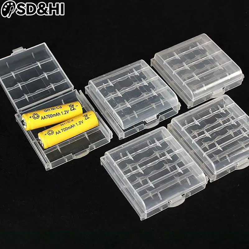 4 Slots AA AAA Battery Storage Box Hard Plastic Case Cover Holder Protecting Case With Clips For AA AAA Battery Storage Box