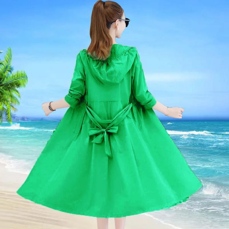 Damska letnia odzież chroniąca przed słońcem Damska koreańska, luźna, wszechstronna, średniej długości, odporna na promieniowanie UV odzież chroniąca przed słońcem Kobiece topy