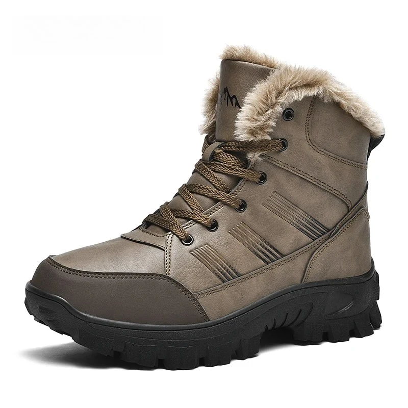

Men Winter Snow Boots Super Warm Men Hiking Boots High Quality Waterproof Leather High Top Big Size Men's Boots Outdoor Sneakers
