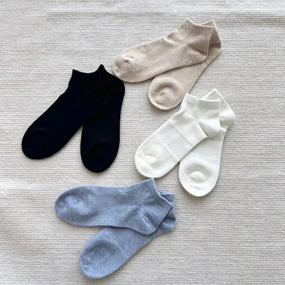 

Couple's New Large Letter Embroidery Low Cut Socks Four Pairs per Card Antibacterial All Seasons Simple Style Men Women Same