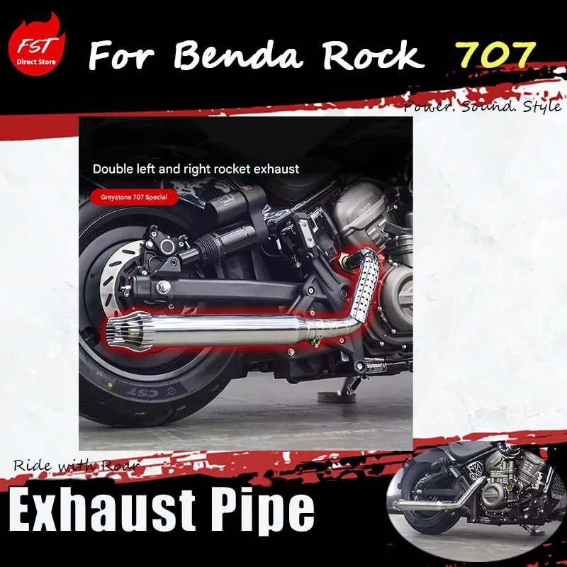 

For Benda Rock 707, we offer a retro dual-exhaust rocket-style exhaust system with a full-length deep and resonant sound.