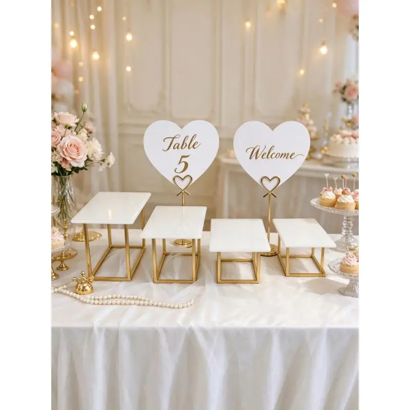 6pcs Shiny Gold Cupcake Candy Bar Holder Buffet Display Rack Catering Supplies Cake Foods Stand For Wedding Birthday Party