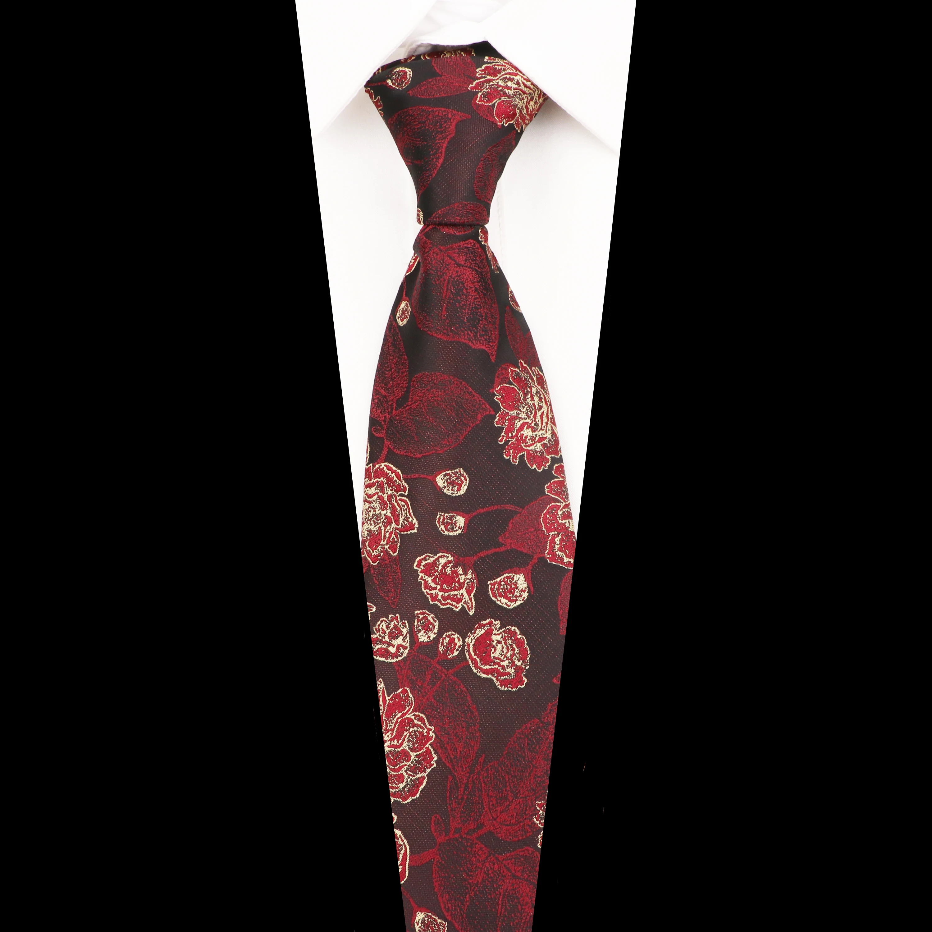 

New 8cm Printed Retro Polyester Fiber Tie Personalized Casual Flower Leaves Dot Pattern Blue Brown Red Banquet Gift Accessories