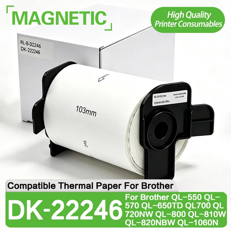 DK-22246 DK22246 Continuous Label Thermal Paper 103mm*30.48m Black on White For Brother QL QL-500 QL-570 QL-800 Label Printer