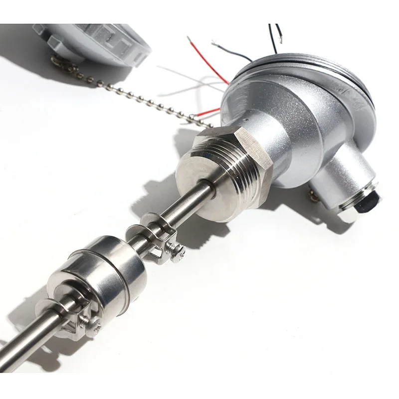 1PC Adjustable Thread Type Double Floating Ball Switch SUS304 Liquid Level Controller Length 8mm x 100mm-600mm DN25 -20-120℃