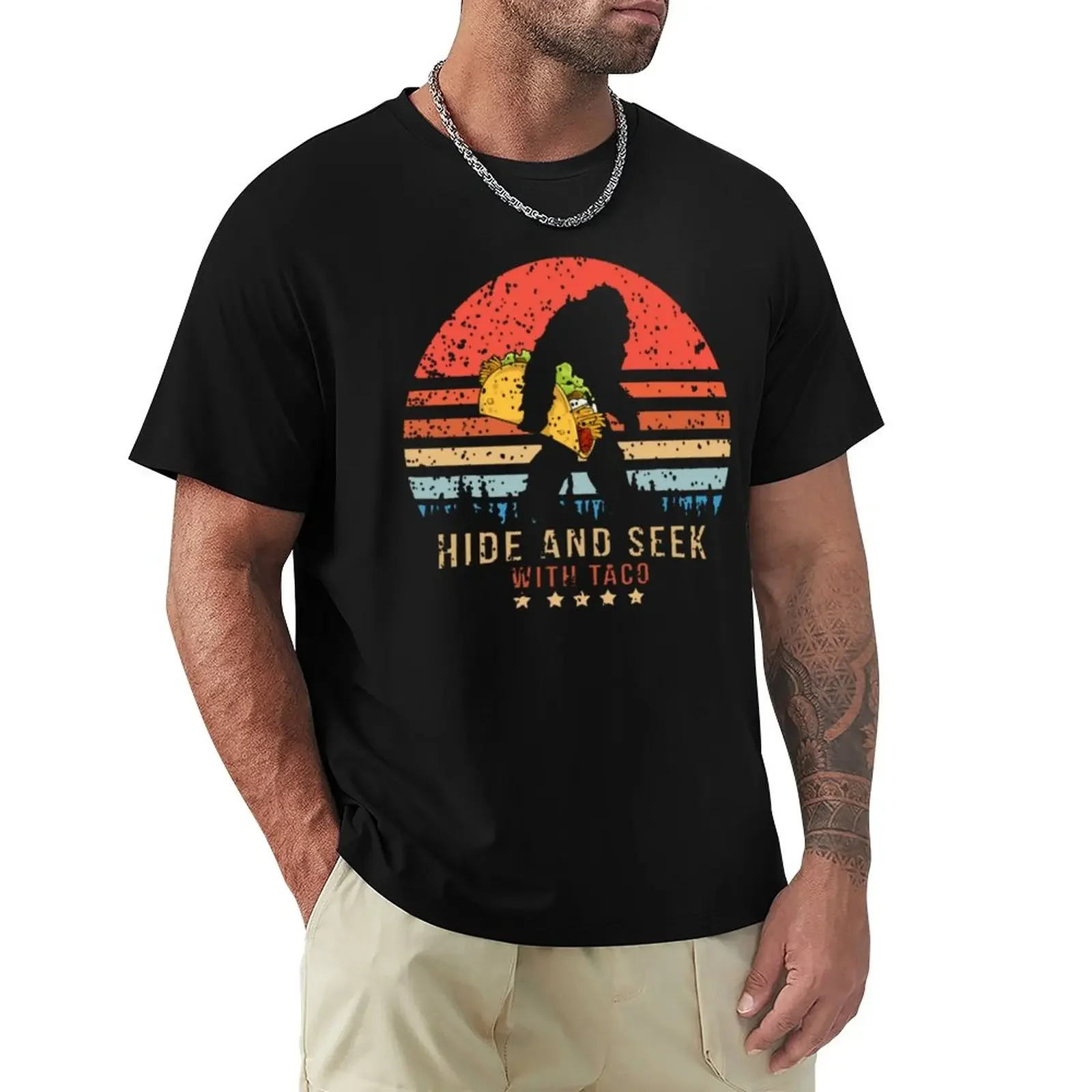 Hide And Seek Bigfoot - Believe Taco Retro Vintage T-Shirt Aesthetic clothing summer top t shirts for men cotton