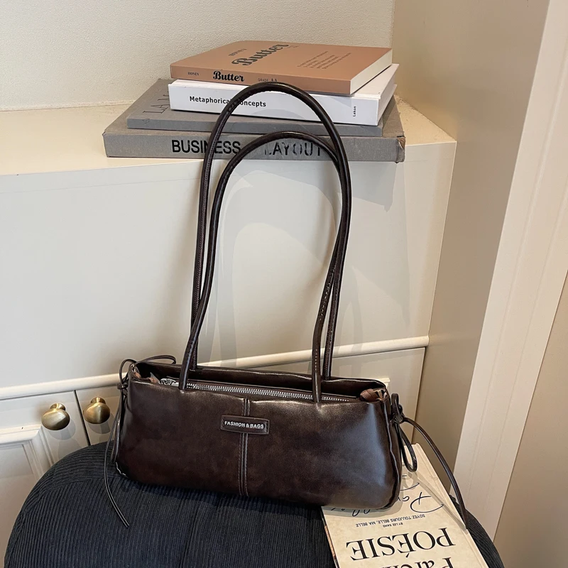 

Распродажа, сумки через плечо большой вместимости, 2021, однотонные повседневные сумки на плечо из искусственной кожи на молнии, универсальные женские сумки с швейными нитками