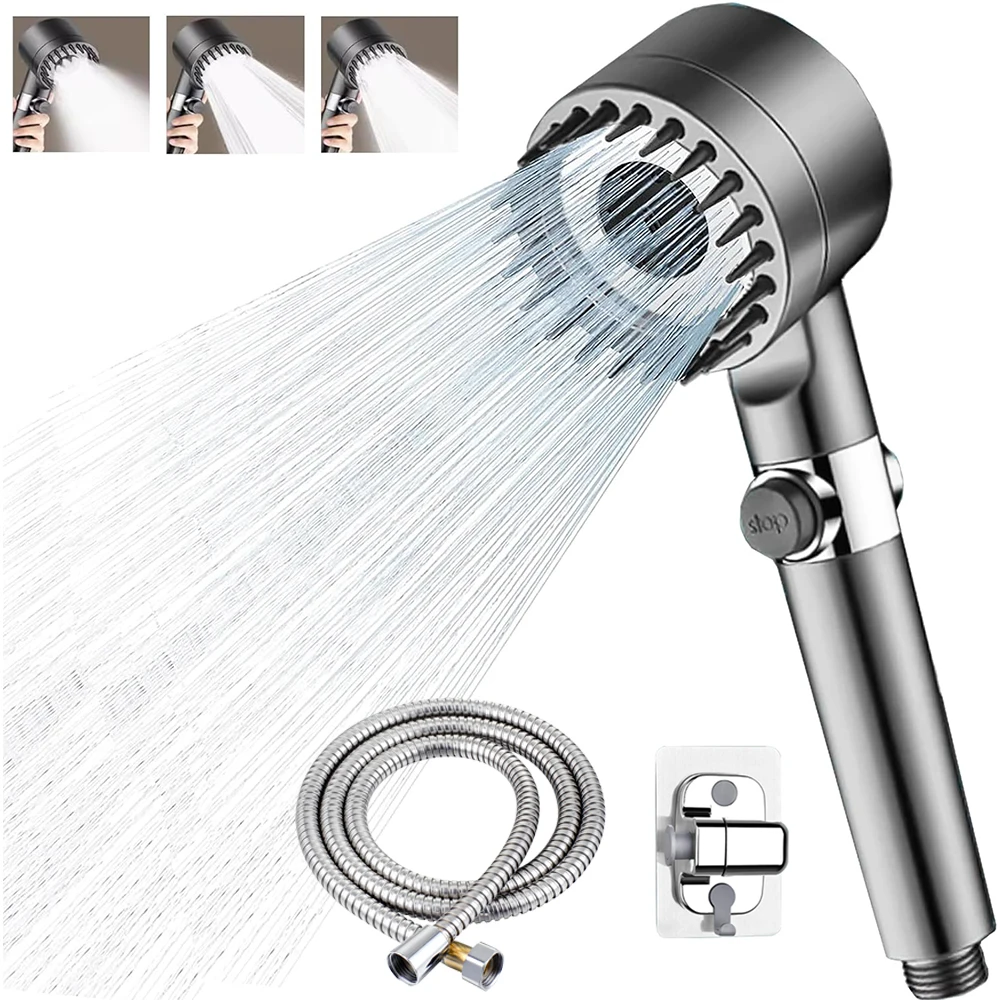 

3 Modes Powerful Shower Head High Pressure Water Saving Filter Massage Spa Handheld Showerhead with ON/OFF Switch for Bathroom