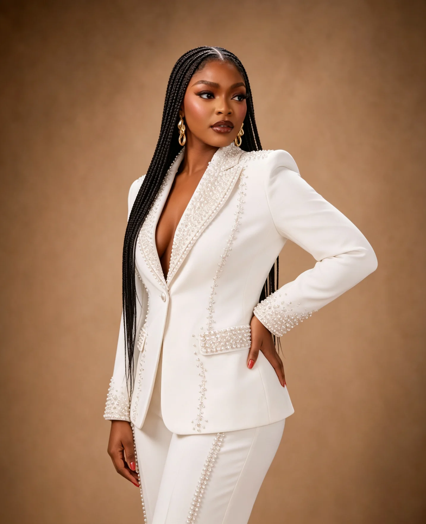 Plus Size Women Wedding Tuxedos Pearls Beads Graduation Ceremony Attire Birthday Party Wear 2 Pieces Customized Formal Business