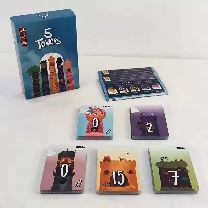5 أبراج إستراتيجية التراص برج لغز مجلس لعبة الترفيه جمع 2-5 لاعبين بطاقة سريعة الوجه لعبة استراتيجية مضحكة
