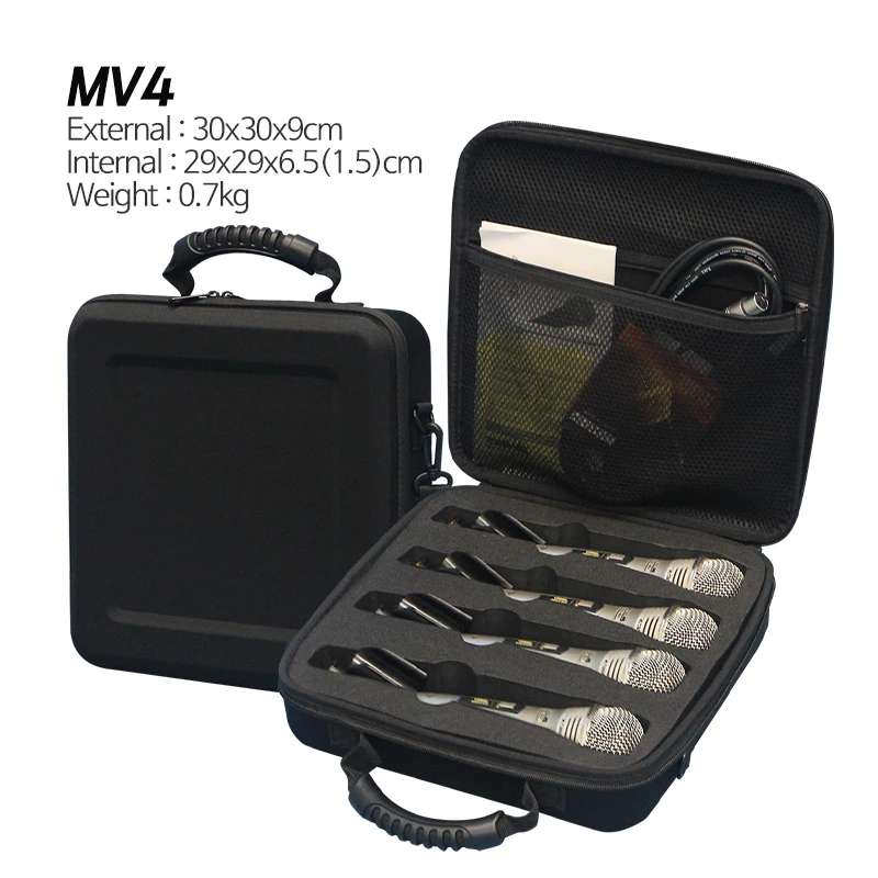 MV4 30x30x9cm EVA wired/wireless microphone case Sound equipment 4 copies Horizontal storage microphone case