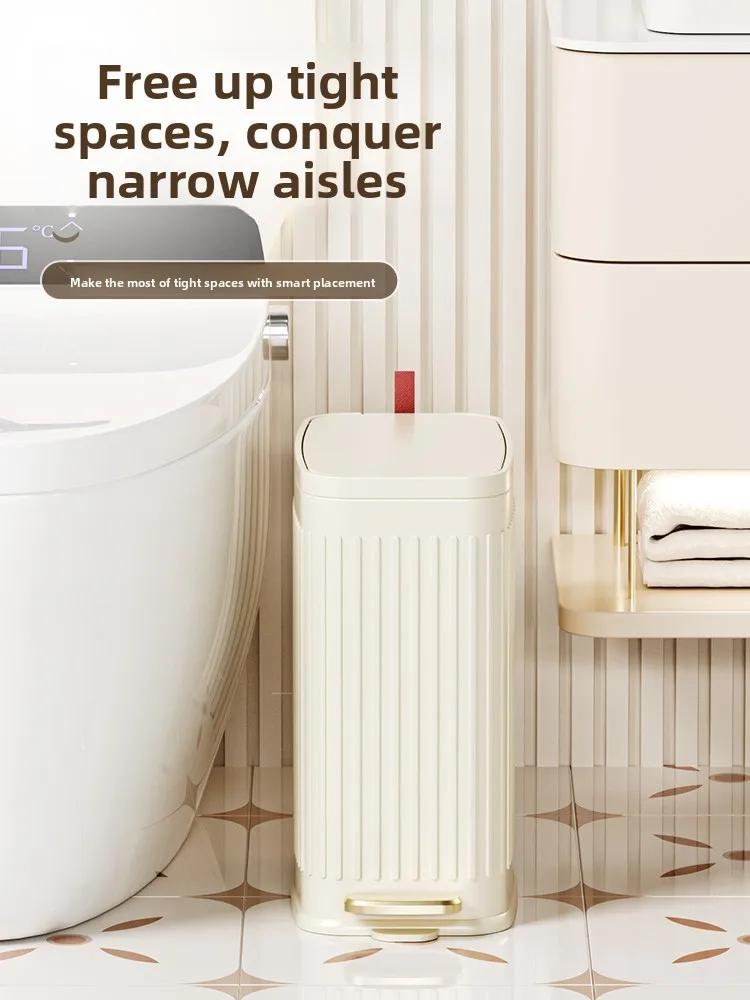 

Large Capacity Stainless Steel Bathroom Trash Can with Lid Foot Pedal Kitchen Garbage Bin Home Cleaning Tools Floor Sweeping