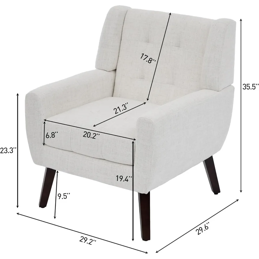 كرسي مميز كرسي بذراعين منجد حديث مصنوع من القماش لغرفة المعيشة كرسي مريح مقعد أريكة فردي مع أرجل خشبية صلبة Gree #2