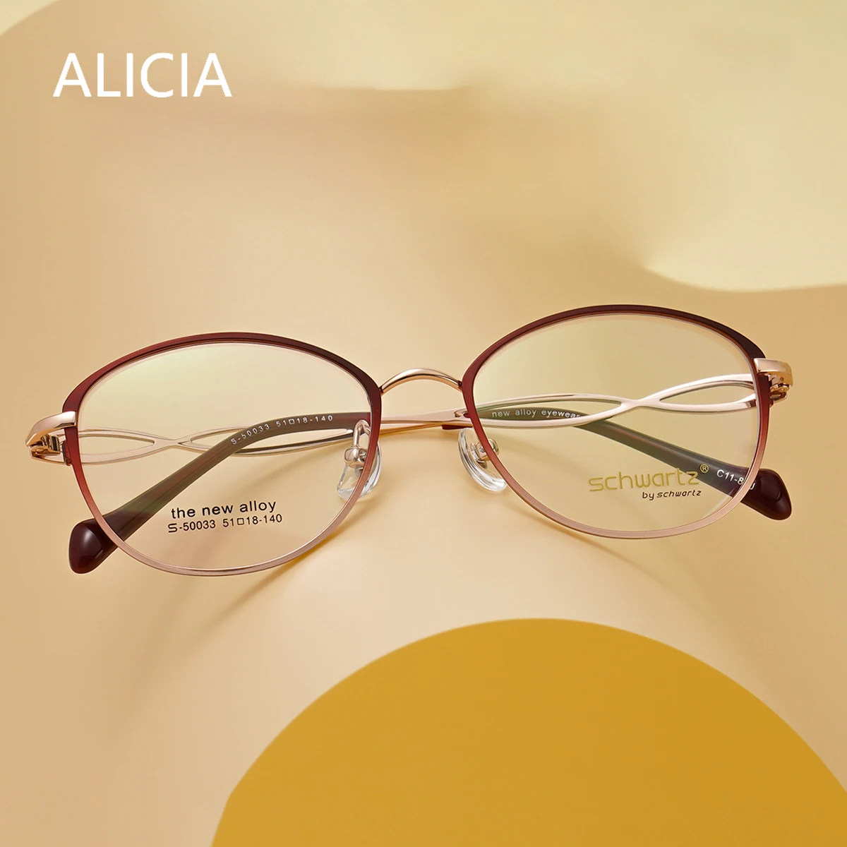 

ALICIA Fashion Women's Eyeglass Frame Circular Ultra Light Alloy Eyewear New Luxury Business Optical Prescription Frames Full