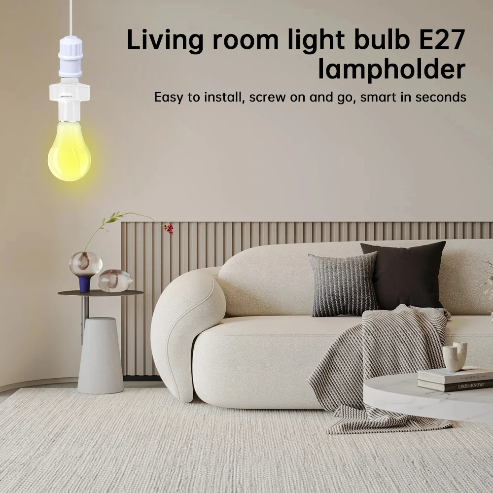 E27 Smart Remote Control Light Switch LED Lamp Wireless Timer Holder Bulb Base Socket On/Off 30M Range For Ceiling Chandelier