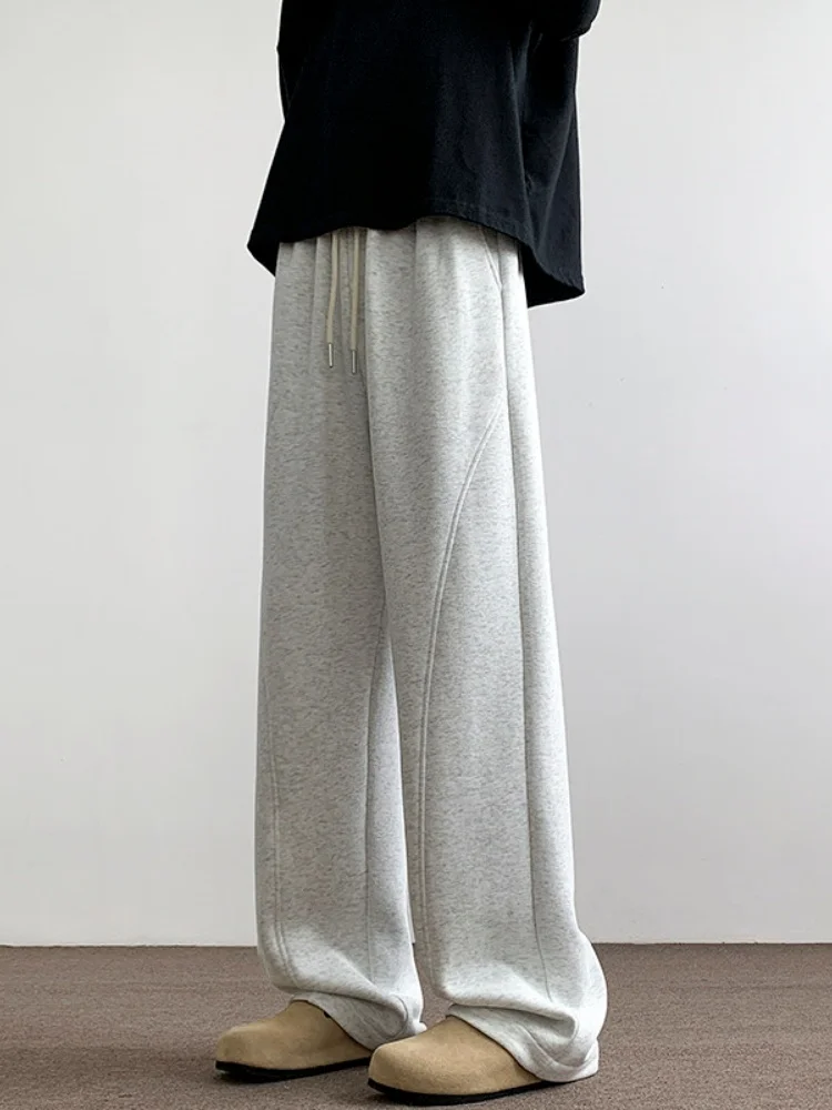 

Мужские повседневные брюки прямого кроя для весны и осени, американские спортивные штаны из плотной ткани с дизайнерскими вставками, модные и стильные