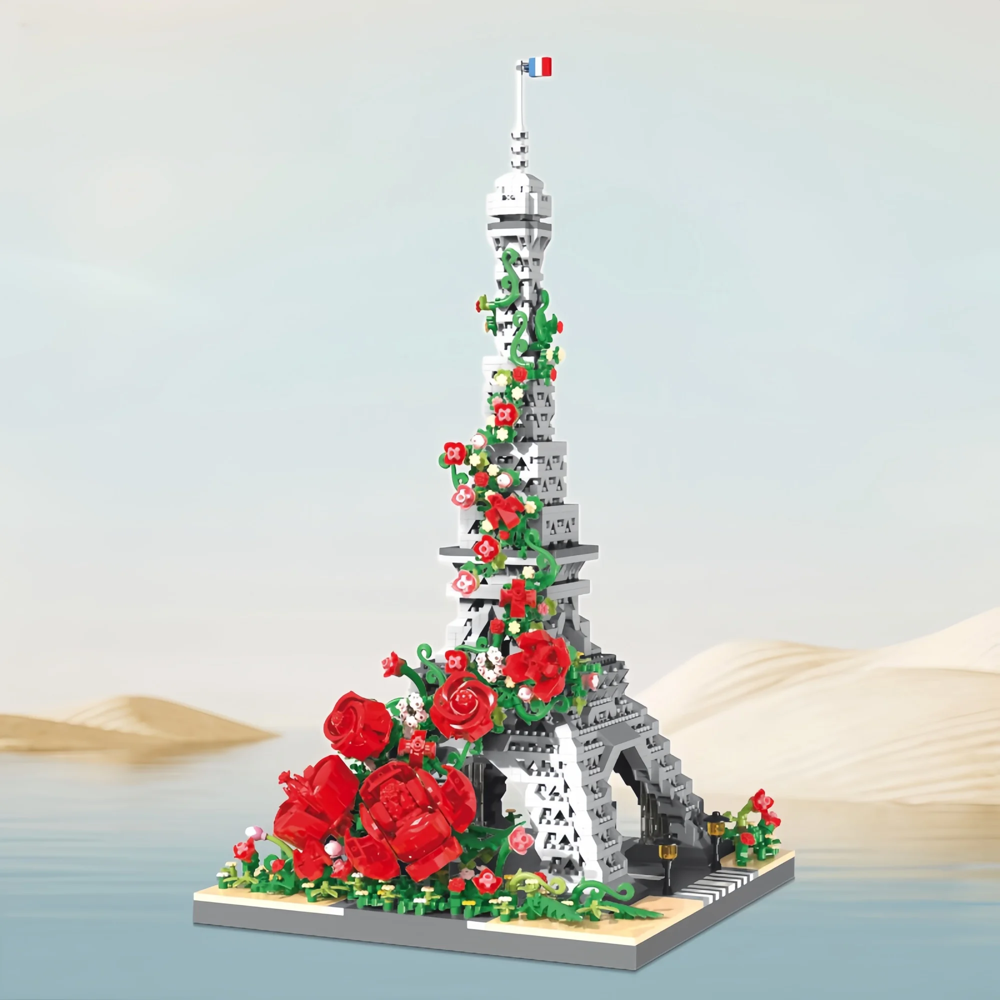 Ensemble de blocs de construction Tour Eiffel Paris avec lumières LED, MOC, décoration de la maison, jouets de passe-temps de vacances, cadeau commémoratif de Noël, 1640 pièces