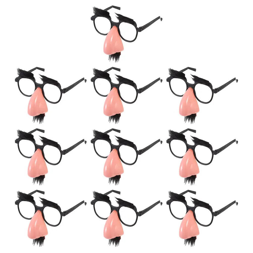 

10Pcs Big Nose Glasses Halloween Trick Funny Eyeglasses Old Man Mustache Eyebrows Party Props Funny Party Glasses
