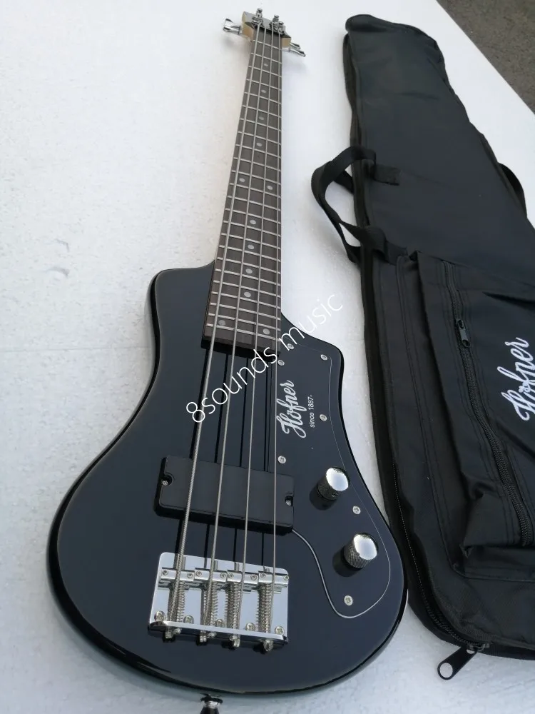 free shipping black hofner shorty bass 4 Strings custom hofner mini travel bass right left handed bass guitar