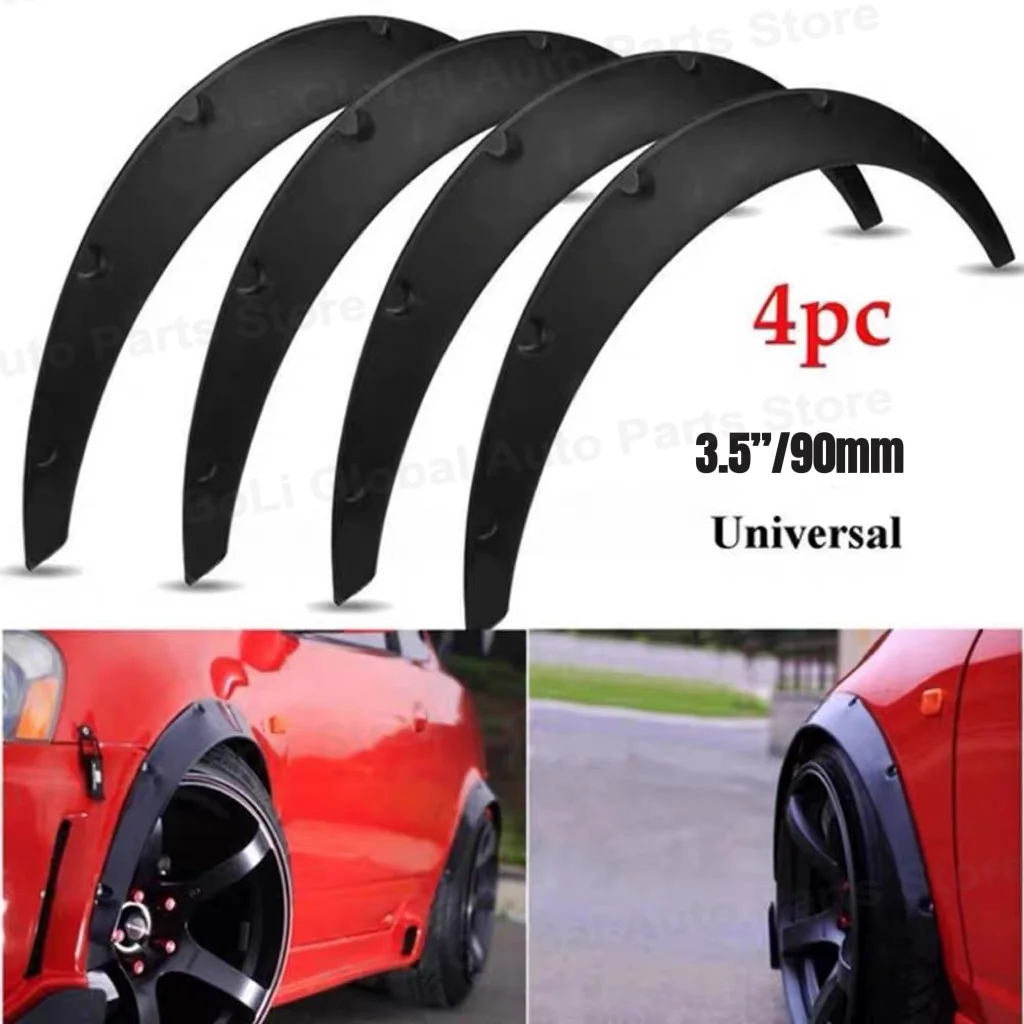 Guardabarros Universal Flexible para coche, arcos de rueda de Cuerpo Extra ancho, 4 piezas, 3,5 "/90mm
