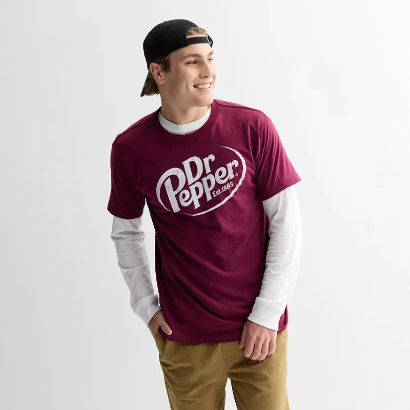 Men's Dr. Pepper Logo Tee 2026 Summer New Women's Vintage T-Shirt Sweat-wicking and Breathable Tee Streetwear Oversized Loose