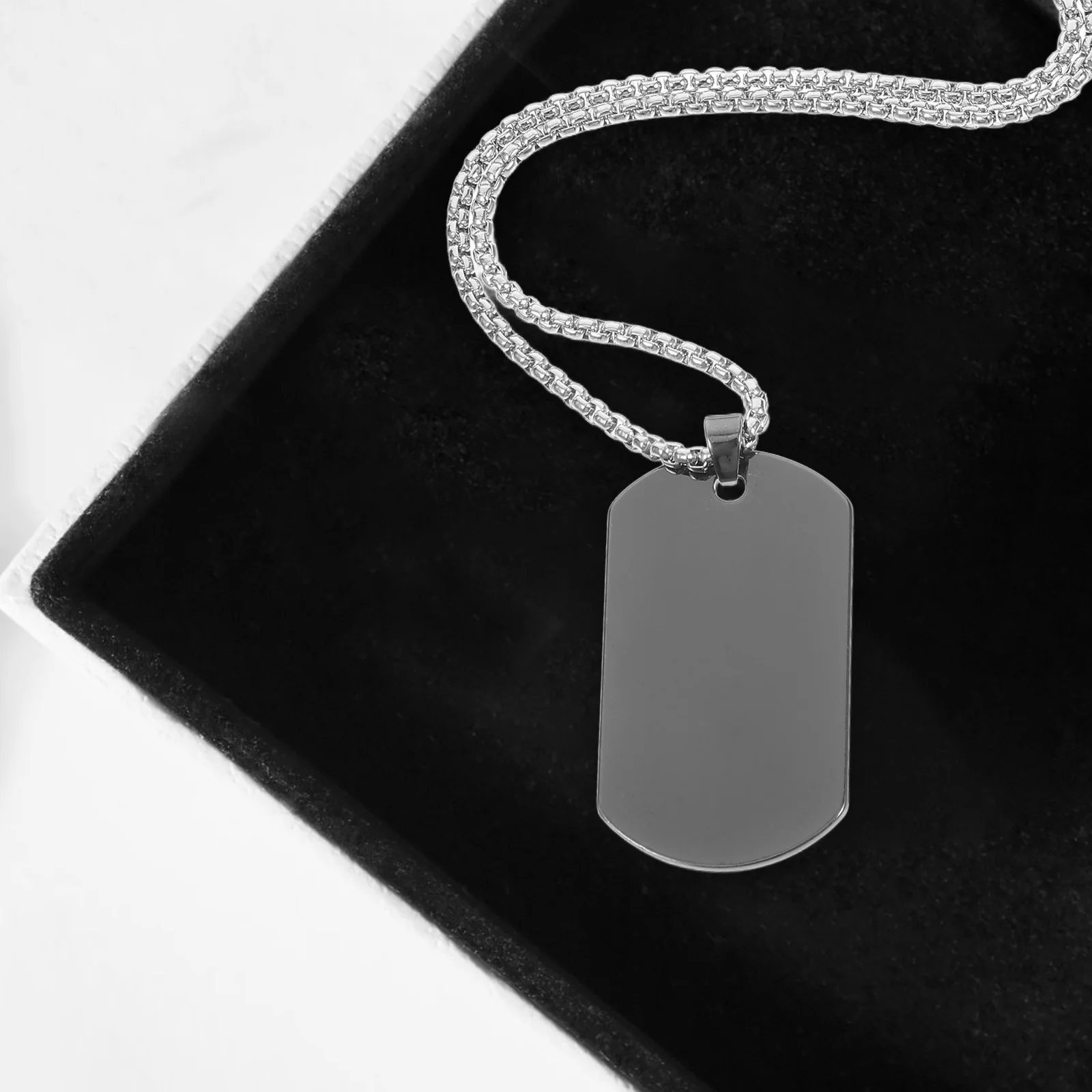 

Stylish Titanium Steel Dog Tag Pendant Necklace Silver Suitable for All Dress Styles Ideal Present for Special Occasions