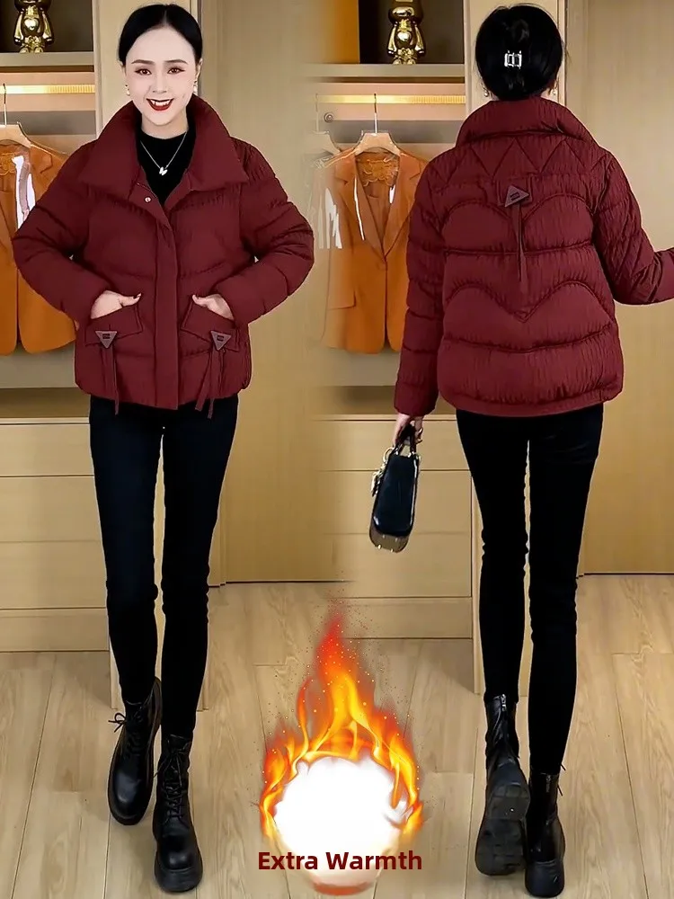 

Women's down Cotton Jaet ort Thiened Padded Winter Outerwear Faionable European Sle Small Size Sli Coat