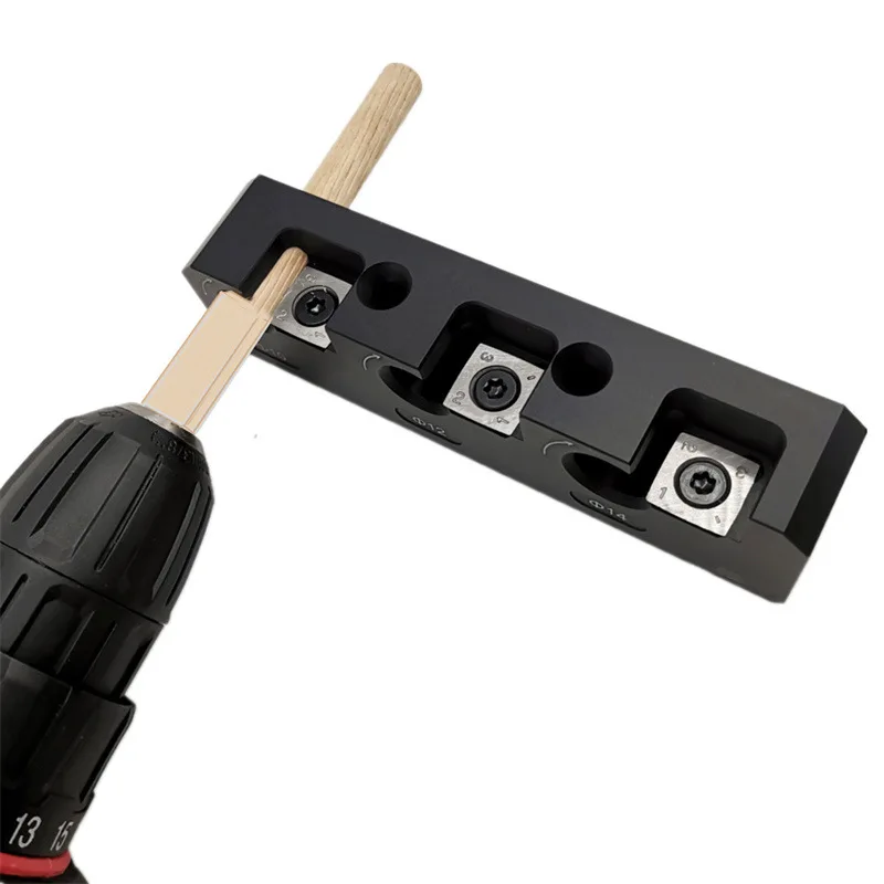 Drill Dowel Maker Jig, Carbide Blade Wood Round Rod Making Tool, Square Wood Strip Turning to Round Tenon Auxiliary Locator