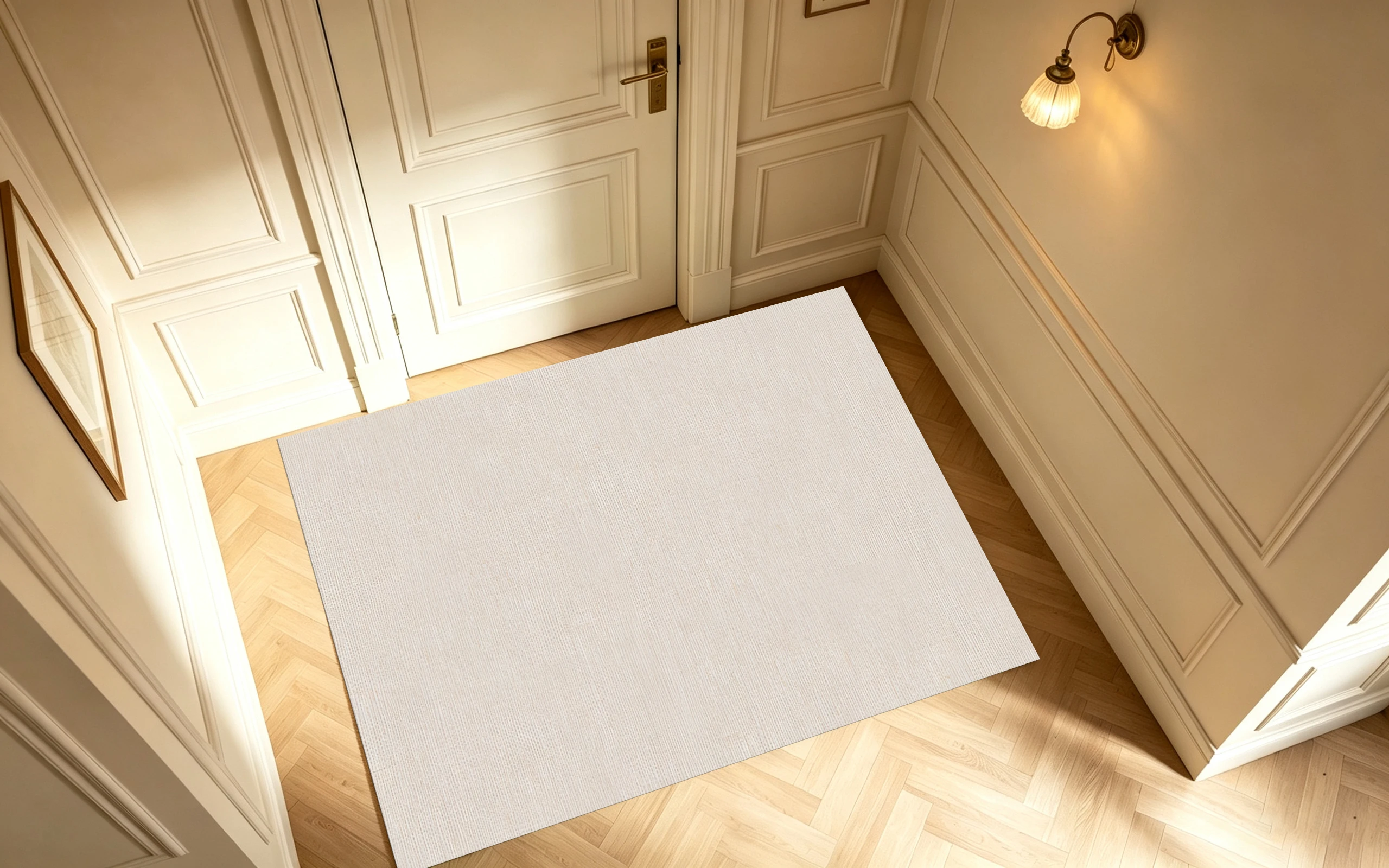 Cream‑White Solid Color Minimalist Area Rug, Clean Plain Design, for Autumn Winter Home Refresh, Decor for Bedroom and Living Room
