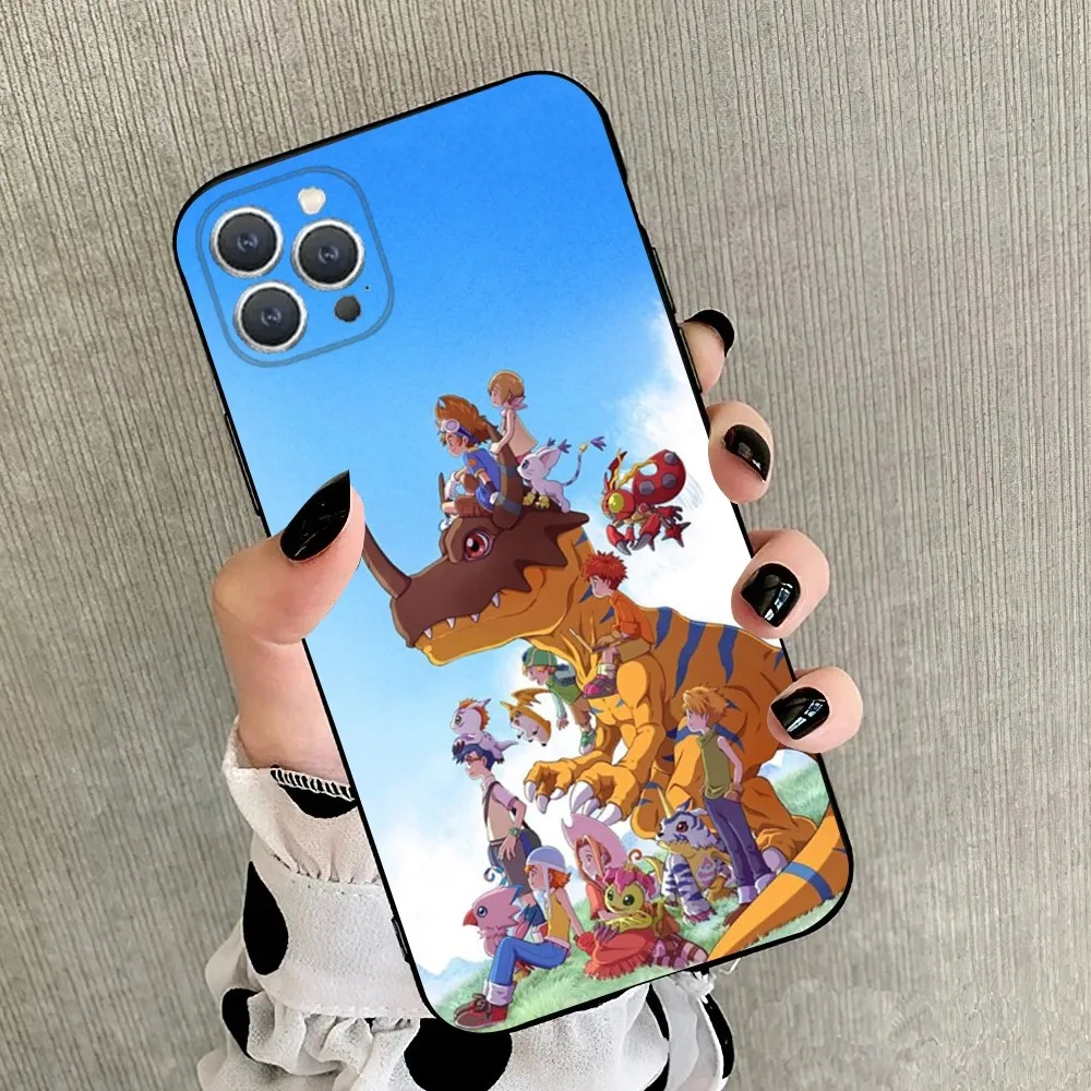Anime D-Digimon Adventure  Phone Case For iPhone 15,14,13,12,11,Plus,Pro Max,XS,X,XR,SE,Mini,8,7 Soft Silicone Black Cover