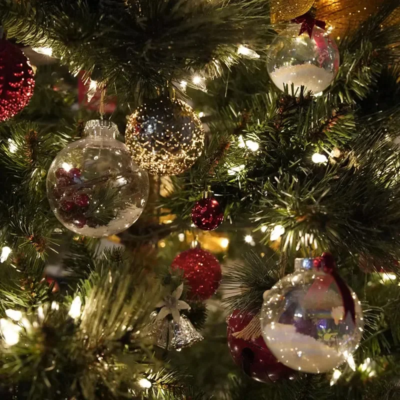 6Pcs Clear Plastic Christmas Ball Fillable Ornament Xmas Tree Hanging Bauble Pendant 2023 Christmas Home Decoration Navidad Gift