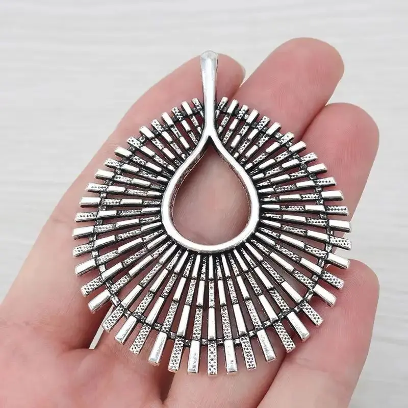 3 × التبتية الفضة اللون خمر القبلية نمط دلايات كبيرة المعلقات ل عقد دي اي واي حقيبة اكسسوارات مواد صنع المجوهرات #5