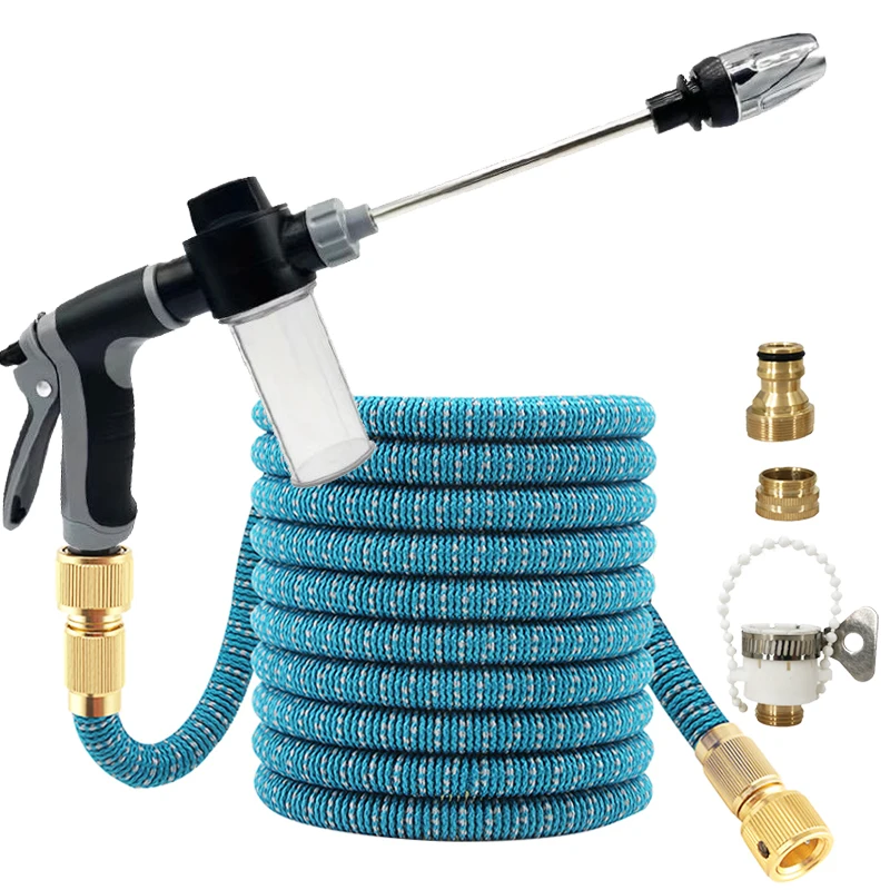 

High Pressure Expandable Hose, With Foam Spray, Brass Connector, Outdoor Cleaning Water Pipe, Garden Irrigation Supplies