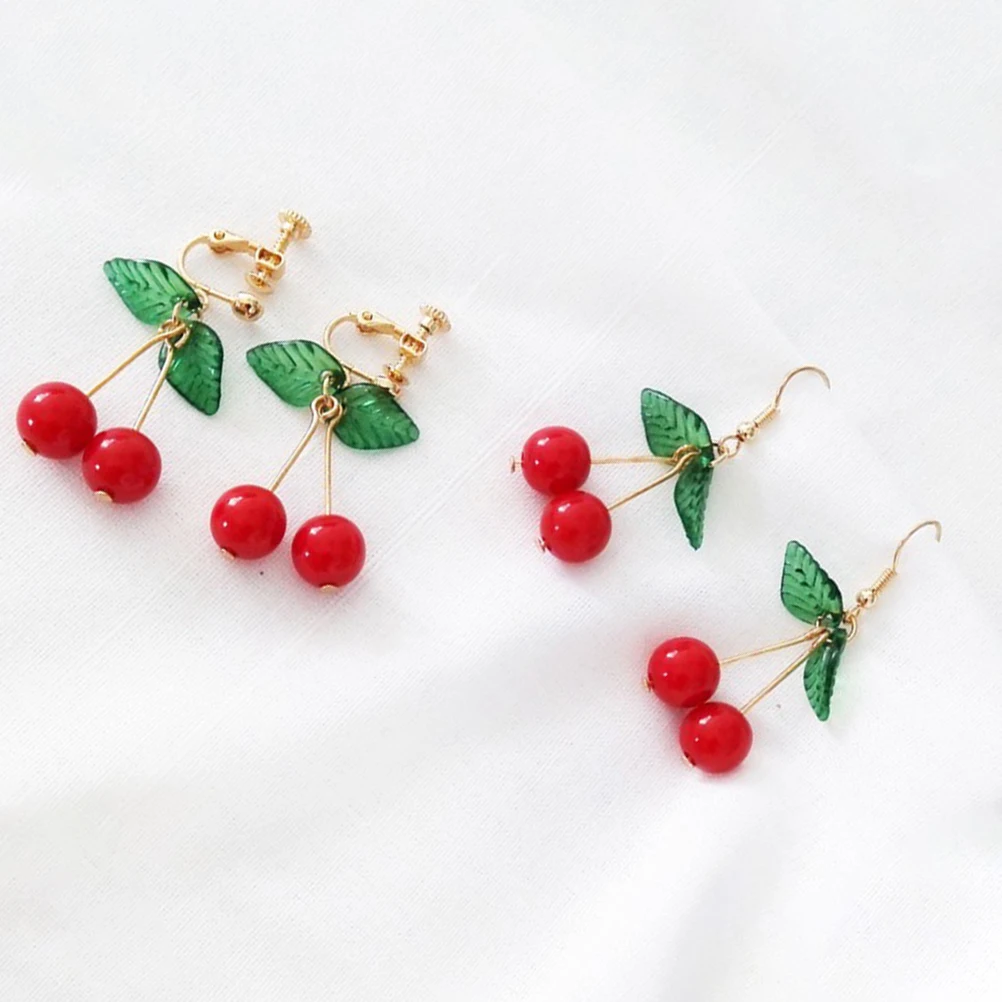 

Cherry Shape Earrings for Women Small Fresh Stud Earings Trendy Fruit Design Long Lasting Material Birthday Gifts