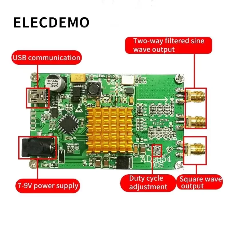 DDS Signal Generator Module with MCU, PC Software Control, Point Freq Sweep AM Mod., 300MHz High Speed RF Source Board,AD9854