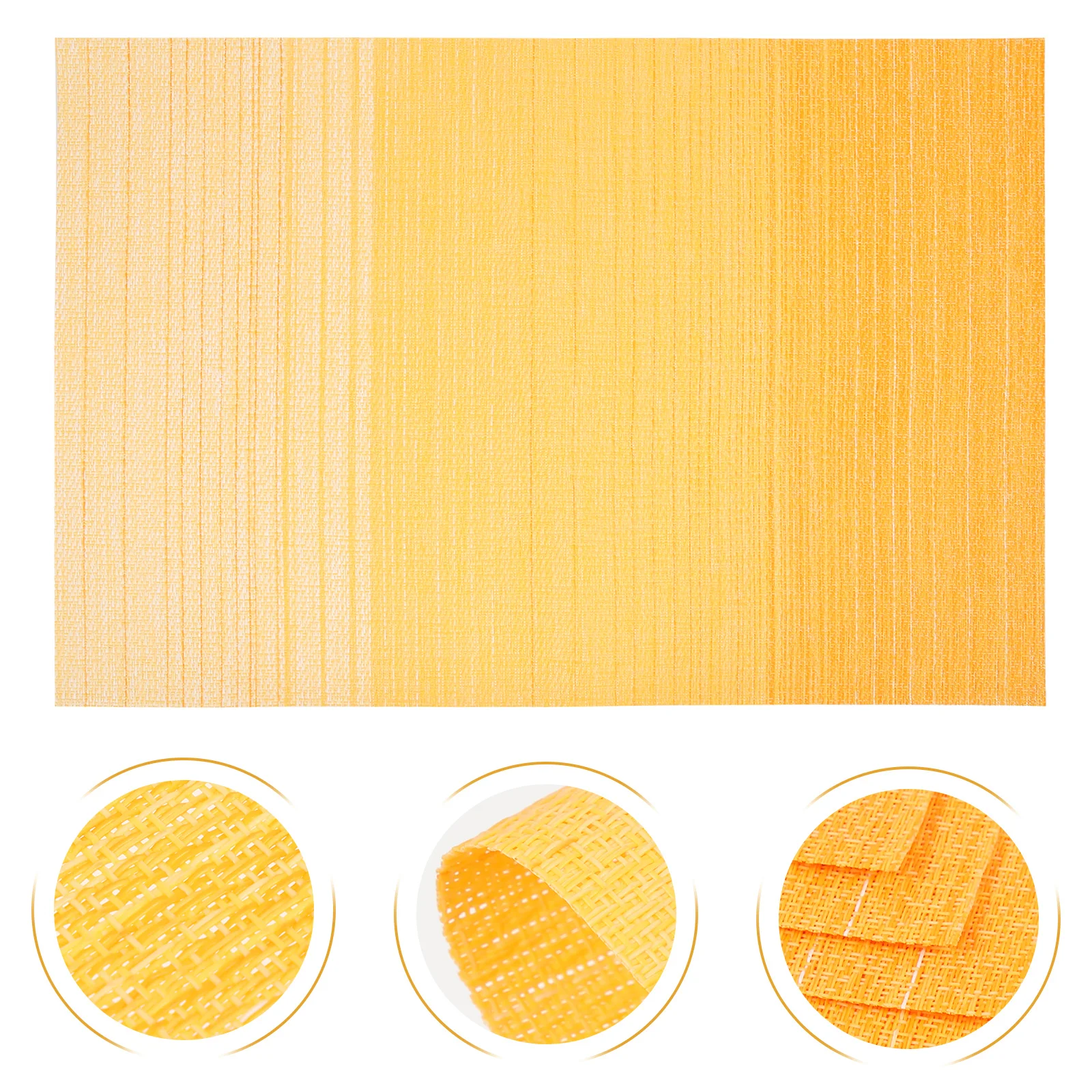 

6Pcs Home Place Mats Striped Rectangular PVC Polyester Anti-Scald Non-Slip Table Mats Dining Table Mat Protective Heat-Resistant