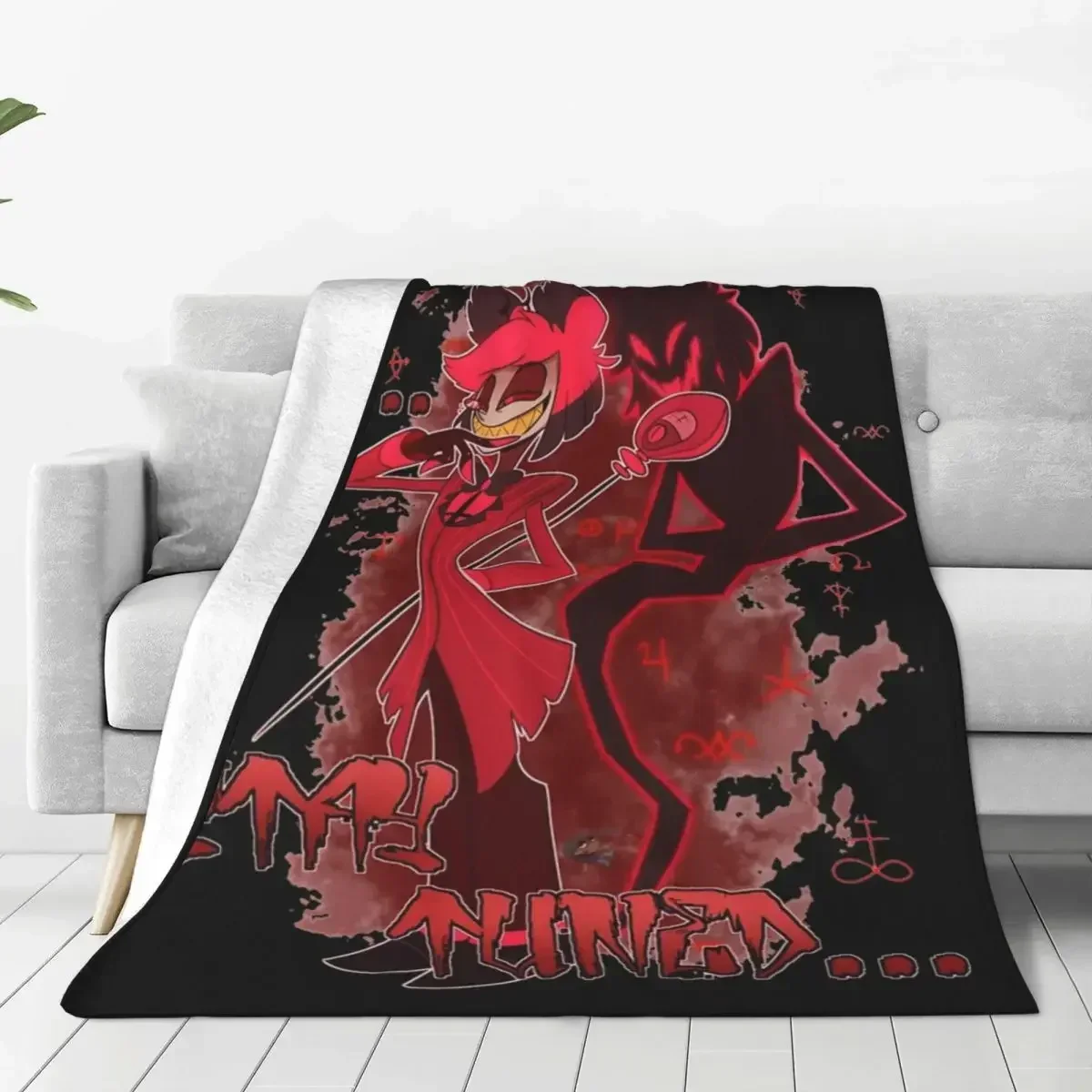 

Hazbin Hotel Alastor Knitted Flannel Throw Blanket Super Warm for Bed Travel Outdoor Use