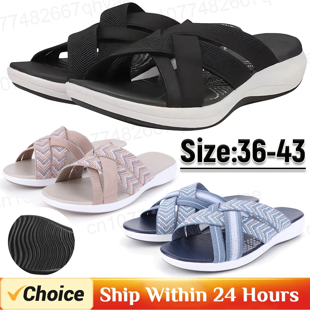 2024 Summer New Women's Slipper Outdoor Open Toe Soft Sandal Trend Slides Beach Shoe Female Breathable Comfy Orthopedic Footwear